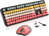 Teclado y ratón inalámbricos, MOFII 104 teclas redondas máquina de...