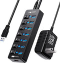 VEMONT, USB-3030, hub USB 3.0 de 7 puertos, alimentado, con puerto de carga inteligente, adaptador 5V/3A