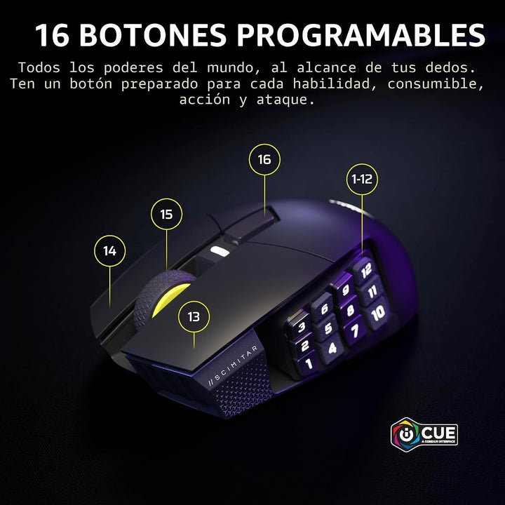 Corsair Scimitar Elite Wireless SE MMO - Ratón para juegos de PC -...