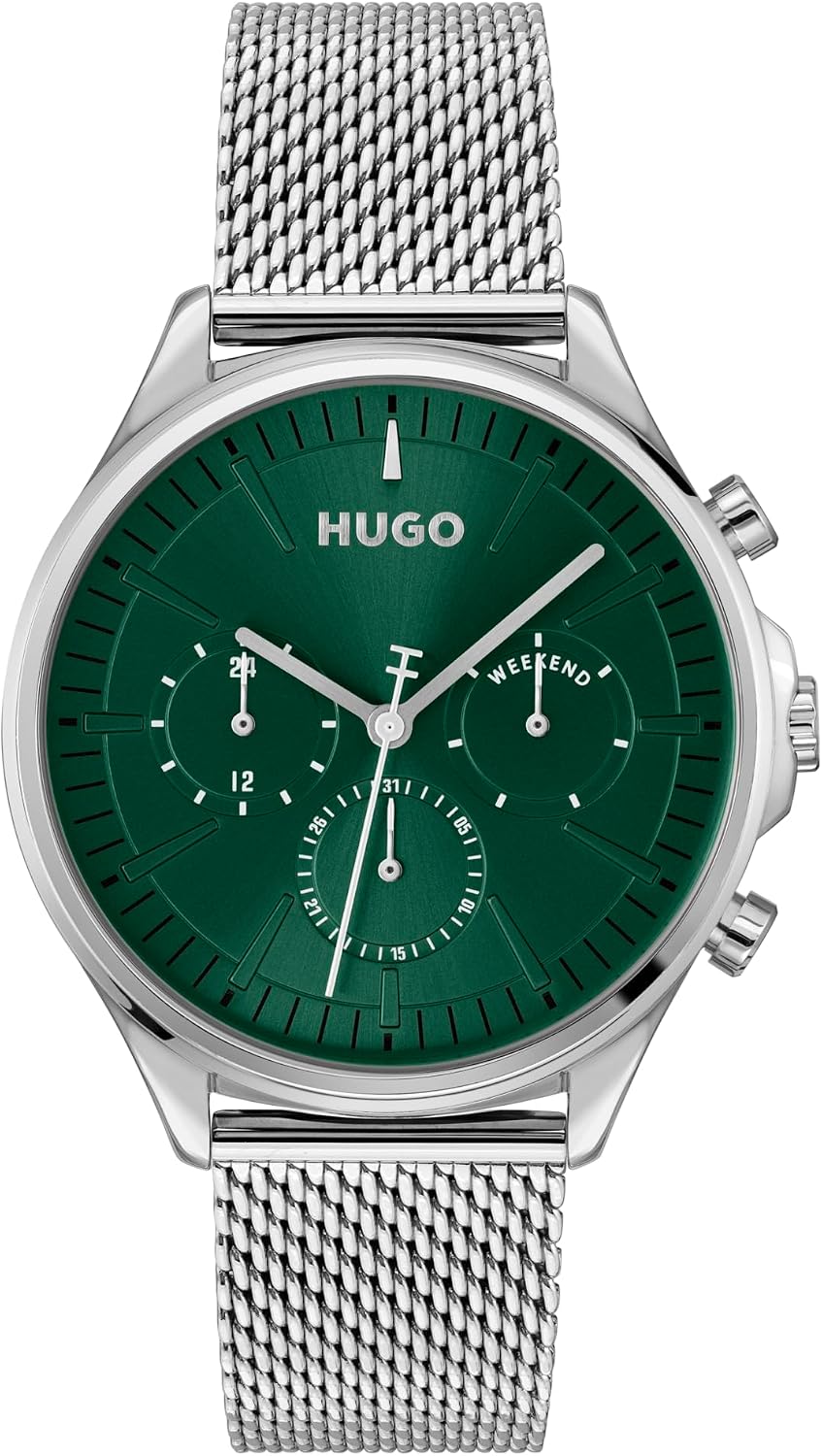HUGO #Smash Multi Watch para hombre, caja de acero inoxidable, movimiento multifunción, diseño elegante y divertido, precisión de cuarzo, uso diario atrevido, regalo para él