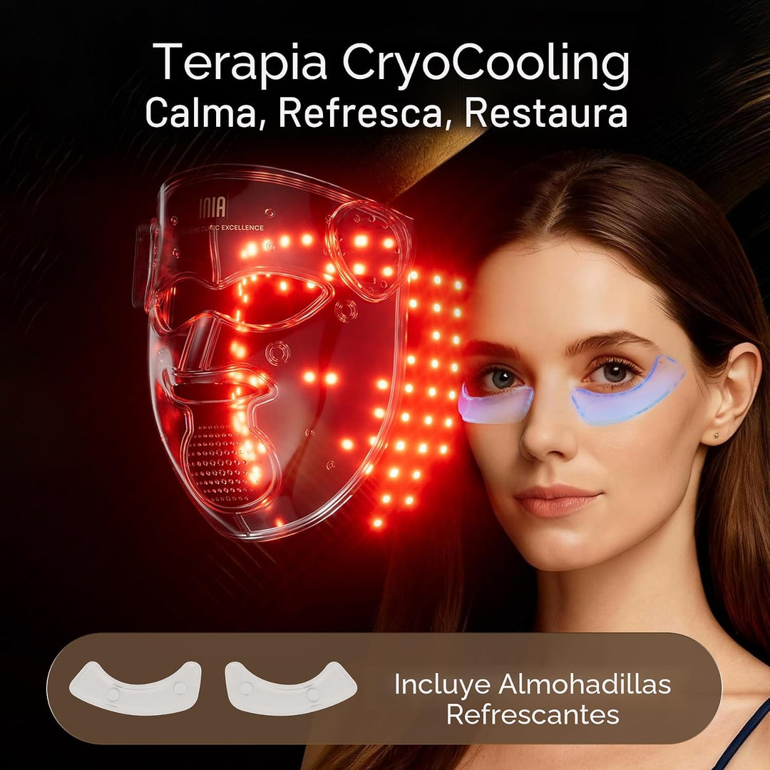INIA Glow 4D - Máscara de terapia de luz roja inalámbrica para cara...