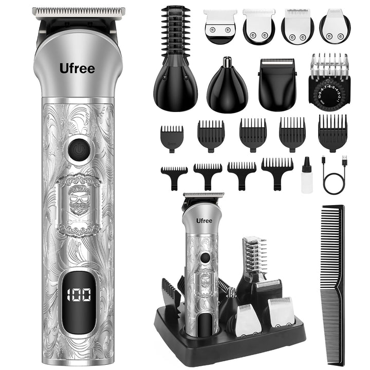 Ufree Recortadora de barba para hombres, afeitadora eléctrica 7 en...