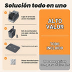 AIPERRO Caja de arena cerrada para gatos de acero inoxidable con tapa de