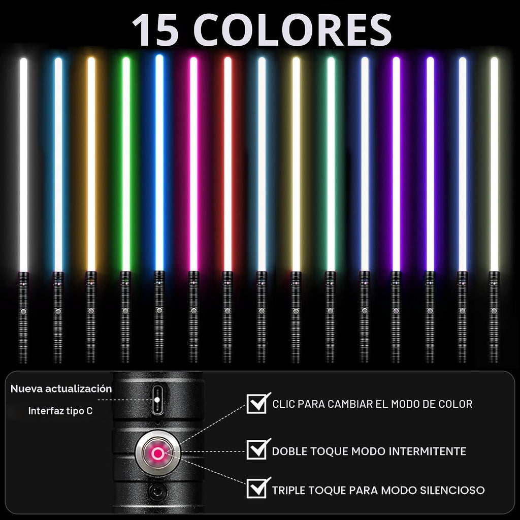 Sable de luz, sable de luz de duelo 2 en 1 con sonido FX 62.4