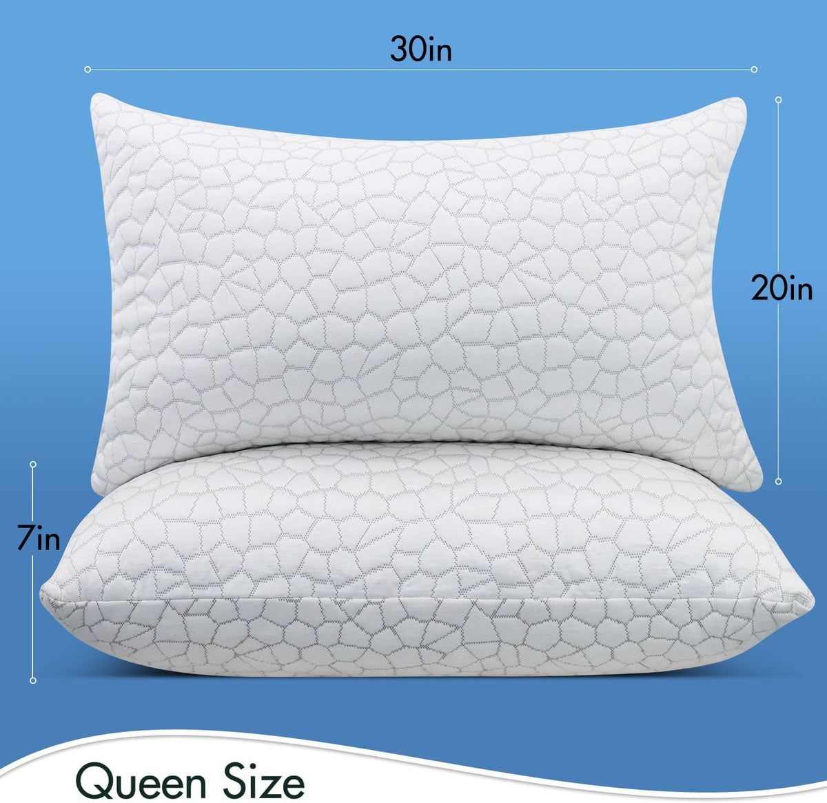 SUPA MODERN Almohadas de cama refrescantes para dormir, paquete de 2 almohadas de espuma viscoelástica trituradas, almohadas ajustables para personas que duermen de lado, espalda y estómago, almohadas
