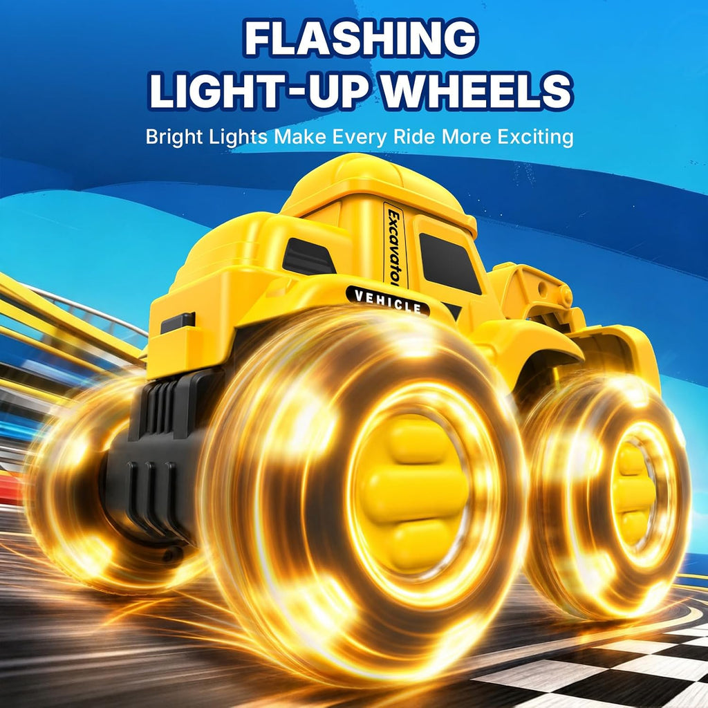 Vehículos de Construcción Iluminados para Niños de 2-5 Años, Juego de 3 Coches a Fricción