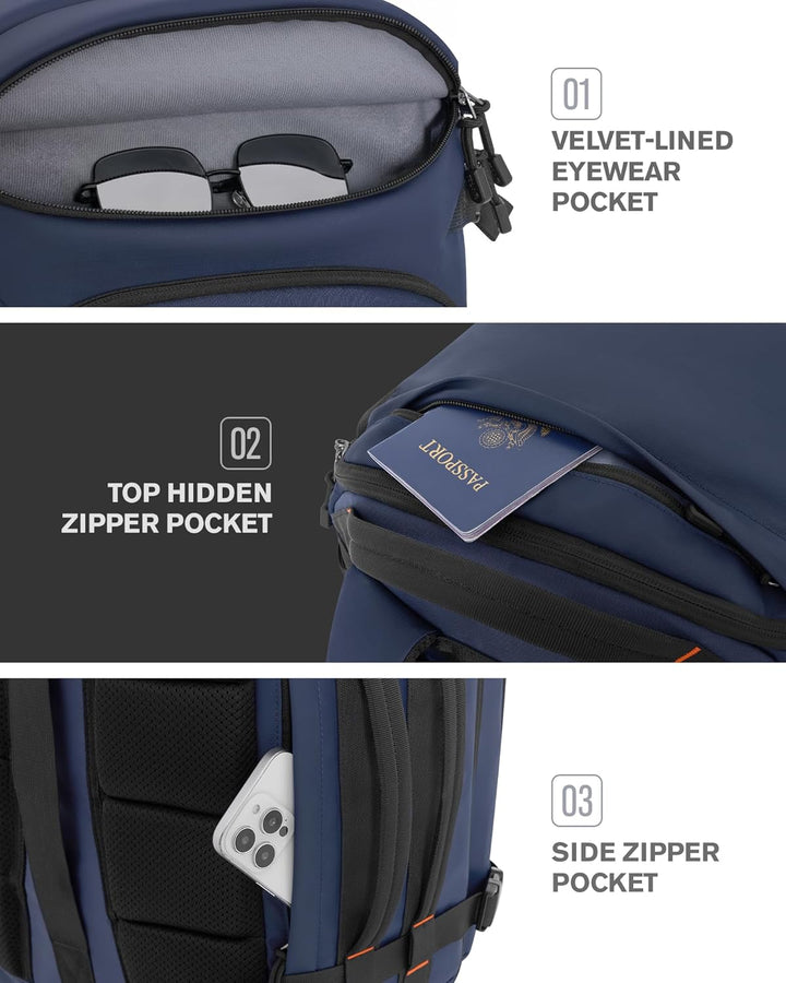 Tolaccea - Mochila de viaje de 40 l, unisex, con 3 cubos de embalaj...