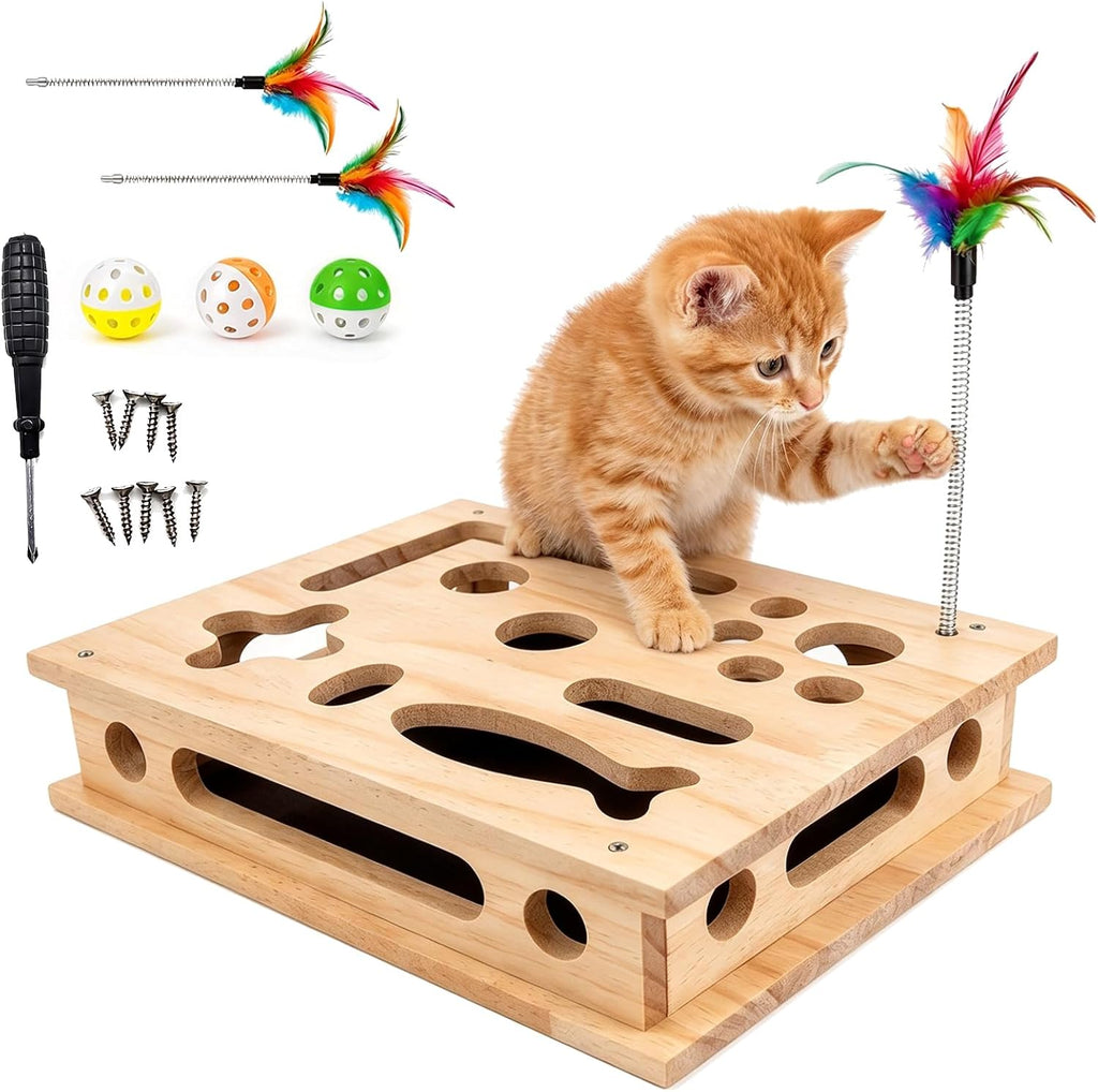 Rascador de uñas para gatos, caja de enriquecimiento de rompecabezas de arañazos para gatos con papel de lija para el cuidado de las garras de gato, uñas de corte sin estrés