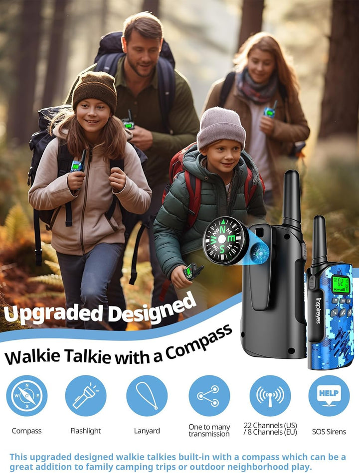 Inspireyes Walkie Talkies para niños recargables, juguetes para niñ...