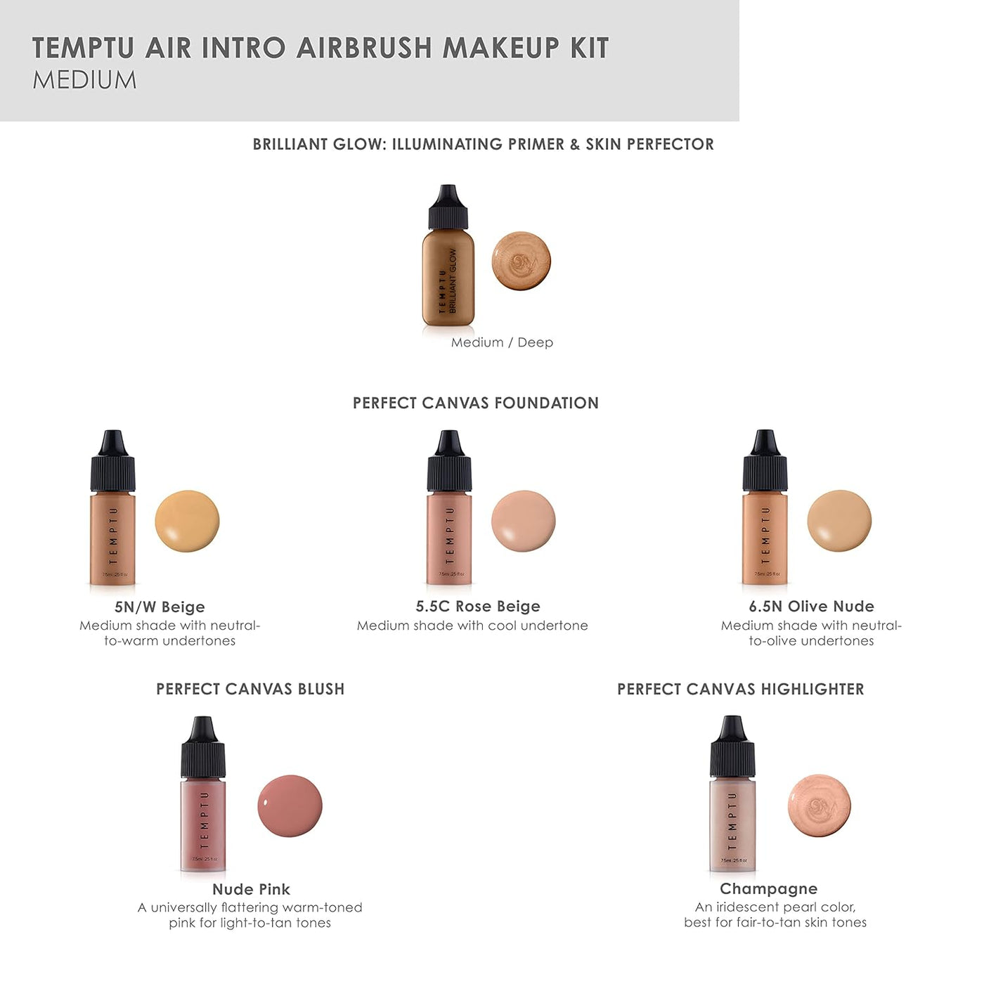 TEMPTU Kit de maquillaje Air Intro Airbrush: juego de 9 piezas incl...
