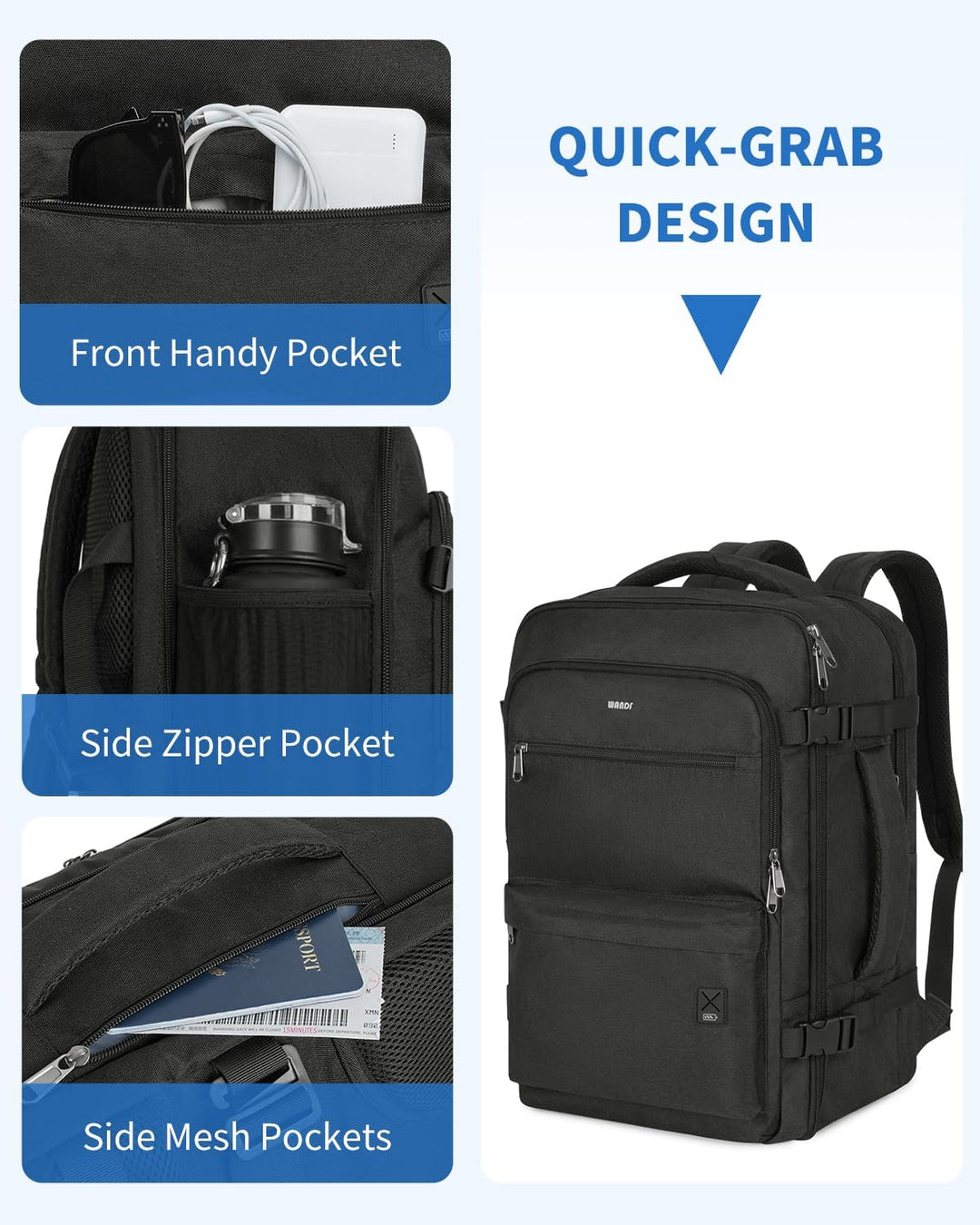WANDF Mochila de viaje para Spirit Airlines bolsa de artículos pers...