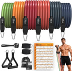 WHATAFIT Bandas de resistencia, bandas de ejercicio de 5 niveles con asas