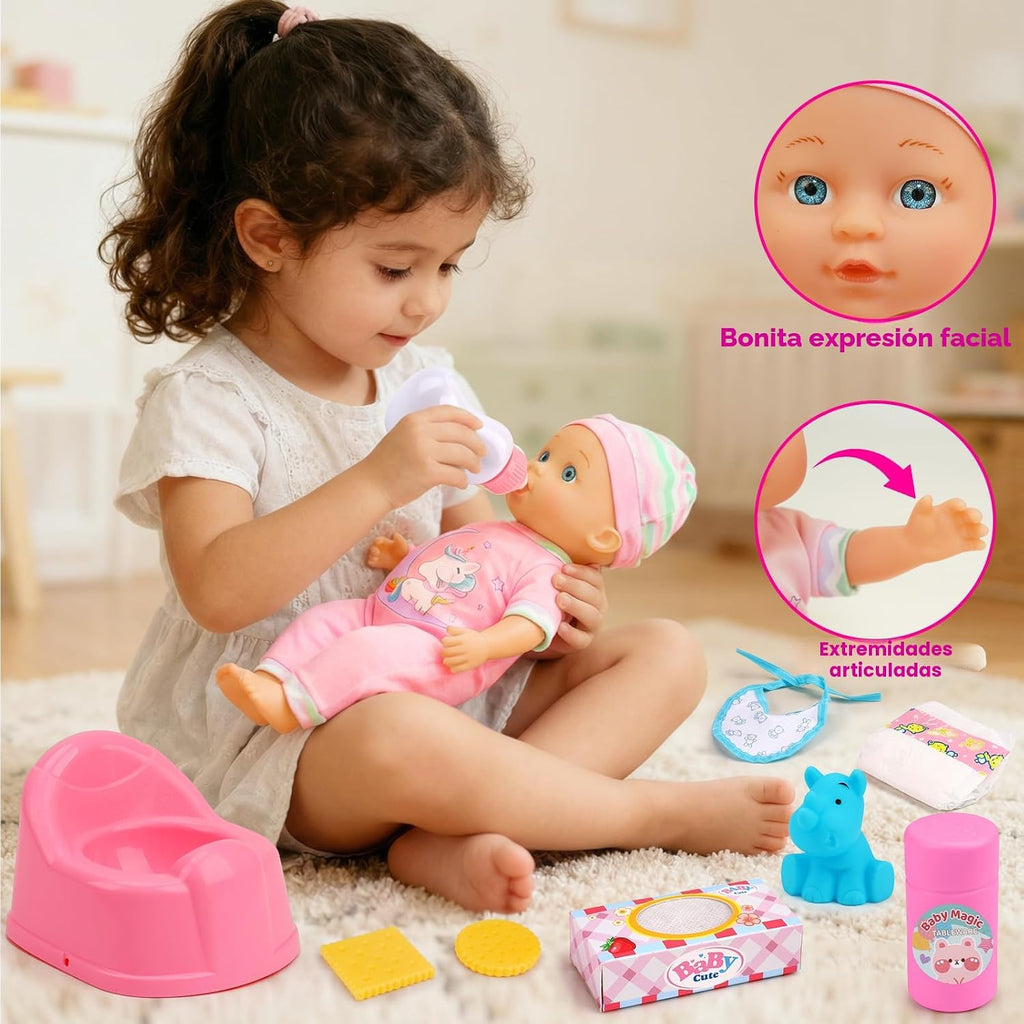 Juego de cochecito de muñeca de bebé, juguetes para niñas y niños