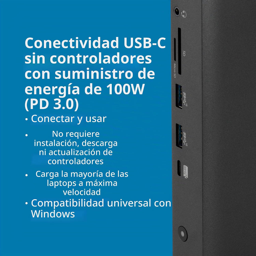 Kensington Estación de acoplamiento USB-C de triple pantalla para Dell, HP, Lenovo, Acer, ASUS, Razer, Surface - Triple video 4K, PD de 100 W (K37060NA)