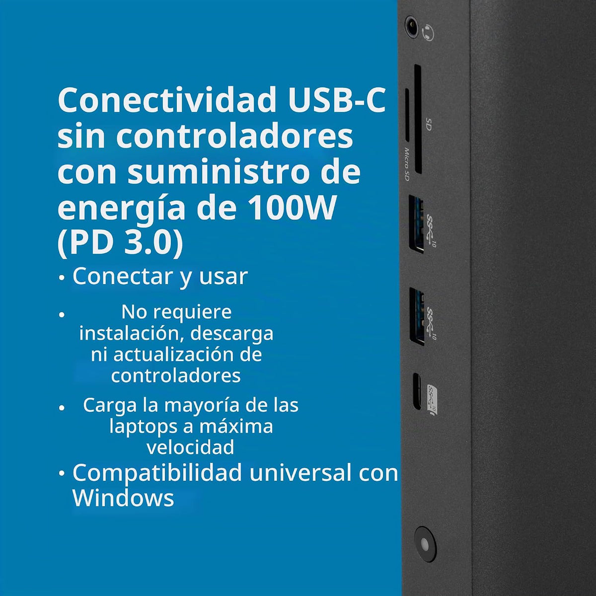 Kensington Estación de acoplamiento USB-C de triple pantalla para Dell, HP, Lenovo, Acer, ASUS, Razer, Surface - Triple video 4K, PD de 100 W (K37060NA)