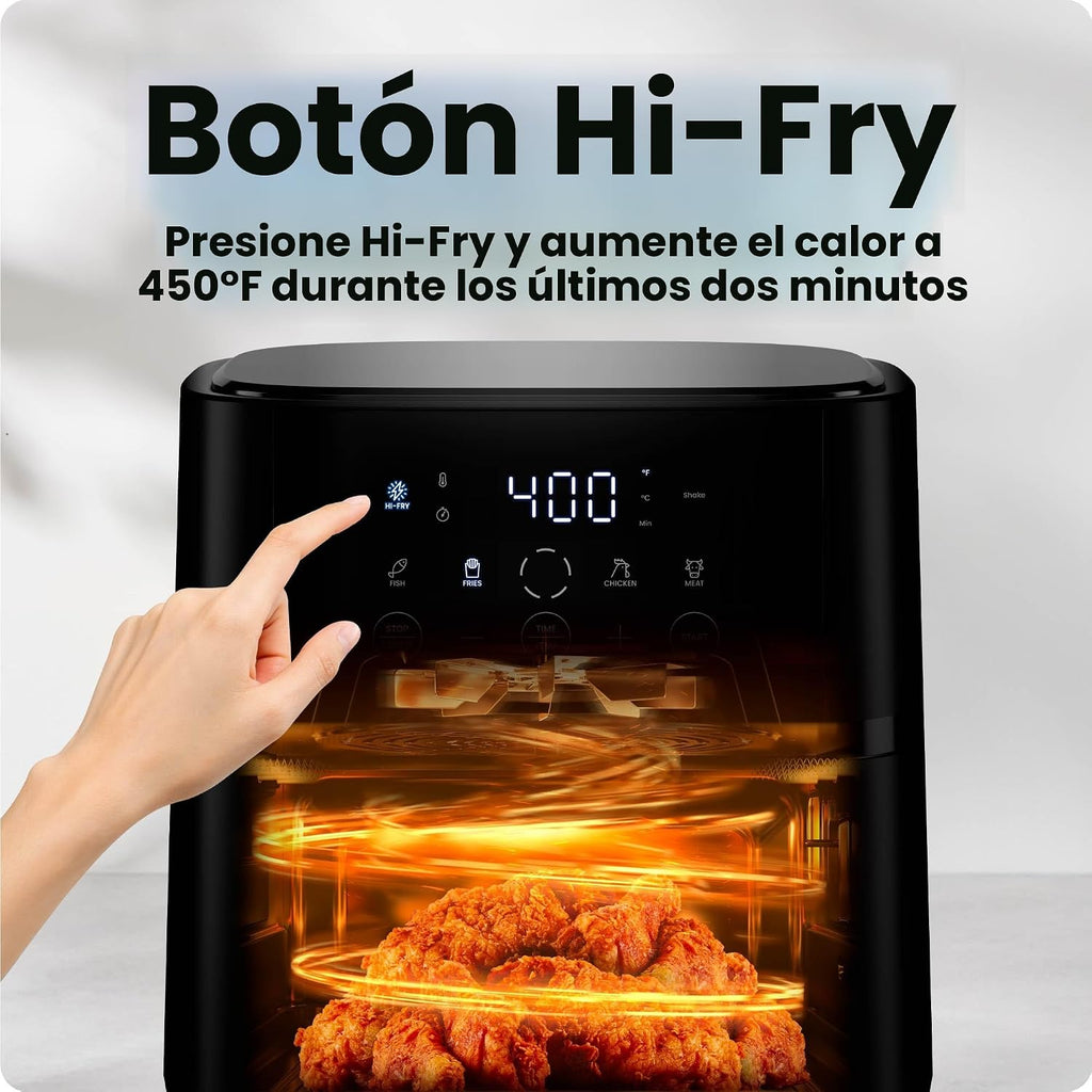 Chefman Freidora de aire – Freidora de aire compacta de 6 cuartos de galón para comidas rápidas y fáciles, cuenta con tecnología Hi-Fry para extra crujiente, ventana de fácil visualización, controles
