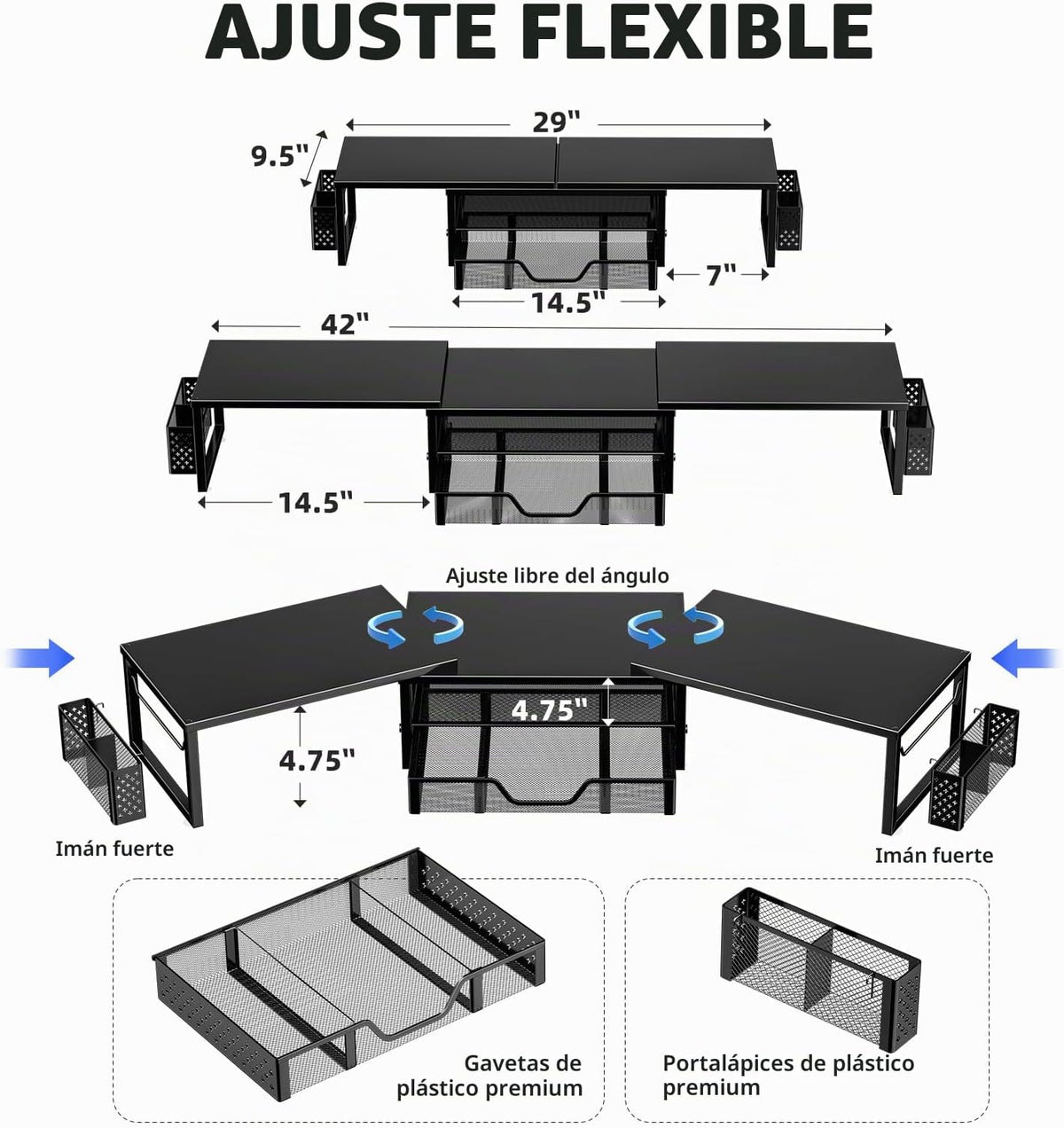 Simple Trending - Soporte doble para monitor con cajón y 2 soportes para