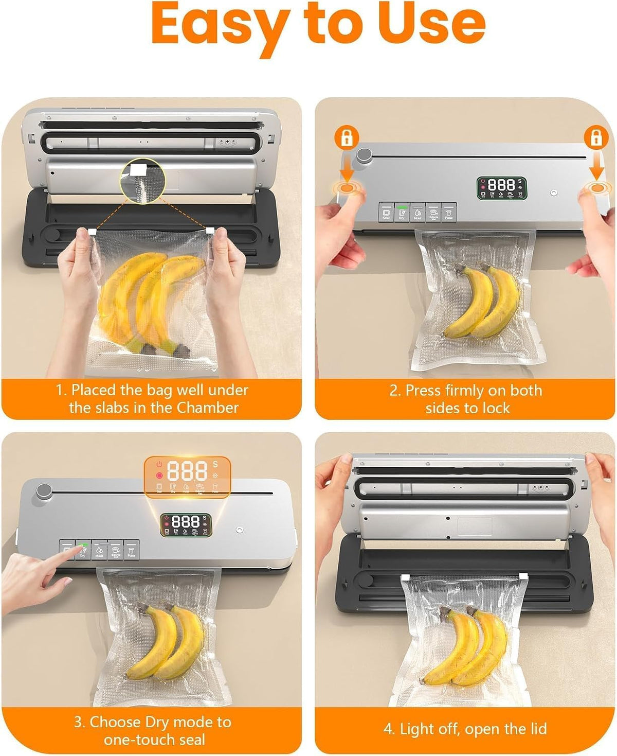 Máquina selladora al vacío de alimentos 7 en 1 75kPa, sellador de cocina