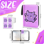 Carpeta de tarjetas de 4 bolsillos, soporte para tarjetas intercambiables para 400 tarjetas con 50 fundas extraíbles, tarjeta de colección portátil, libro de tarjetas de juego con cremallera para