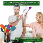 HOTEC Utensilios de cocina de silicona resistentes al calor de 446 °F, juego de utensilios de cocina, juego de espátula, sin BPA, utensilios de cocina, soporte para utensilios, apto para lavavajillas