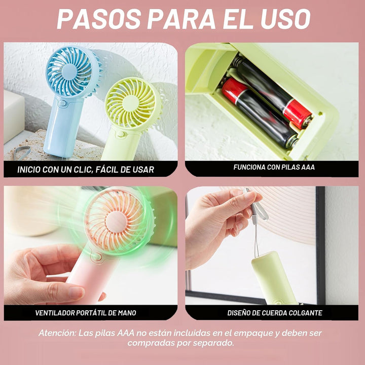 Paquete de 4 mini ventiladores portátiles \u2013 Funciona con pilas...