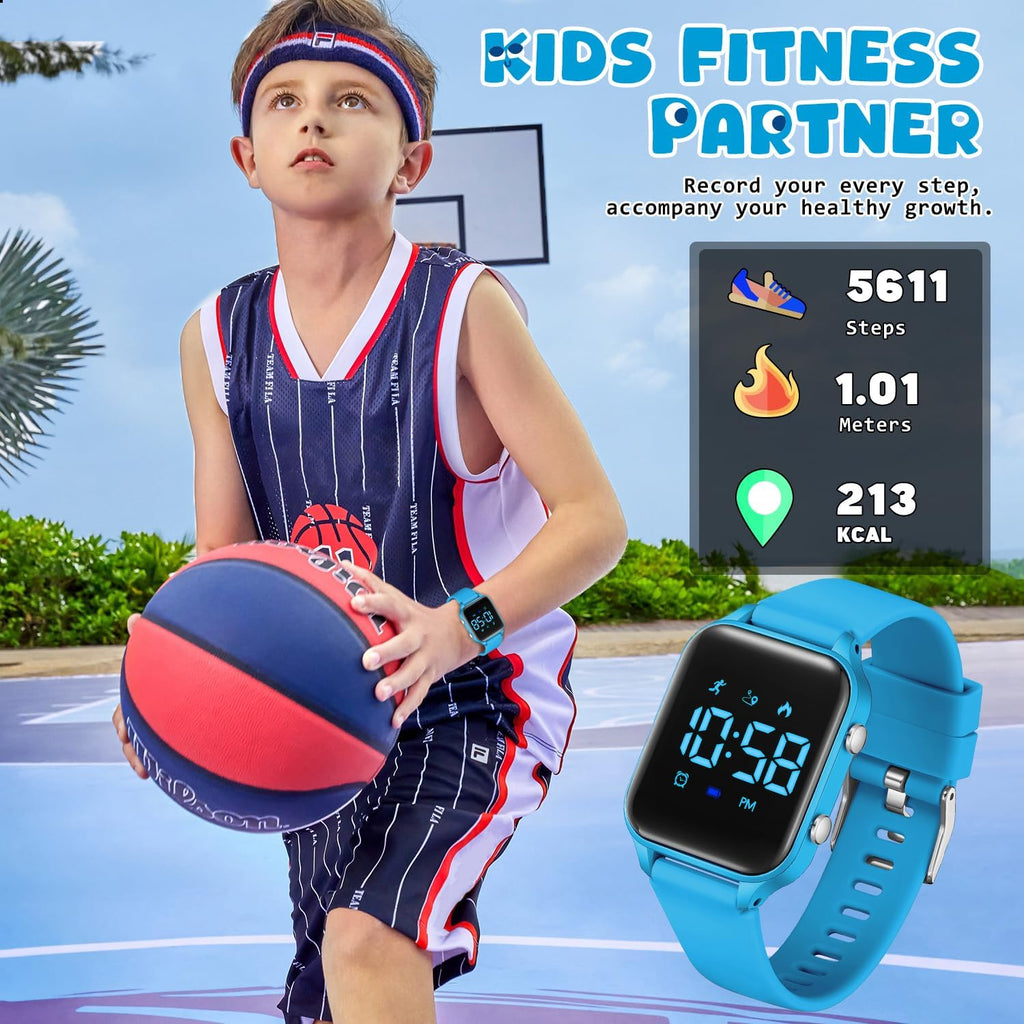 Relojes digitales para niños y niñas, reloj deportivo con rastreador de fitness, podómetro, alarmas, cronómetro, no necesita aplicación, reloj impermeable para niños, regalo para adolescentes