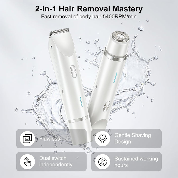 Debark Recortadora de bikini 2 en 1 para mujer, maquinilla de afeit...
