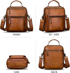 IVTG Bolso de mensajero de cuero genuino para hombre, bolso bandolera bandolera para trabajo, negocios