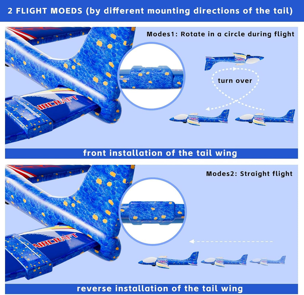 Paquete de 3 aviones planeadores de espuma con 1 lanzador de avión