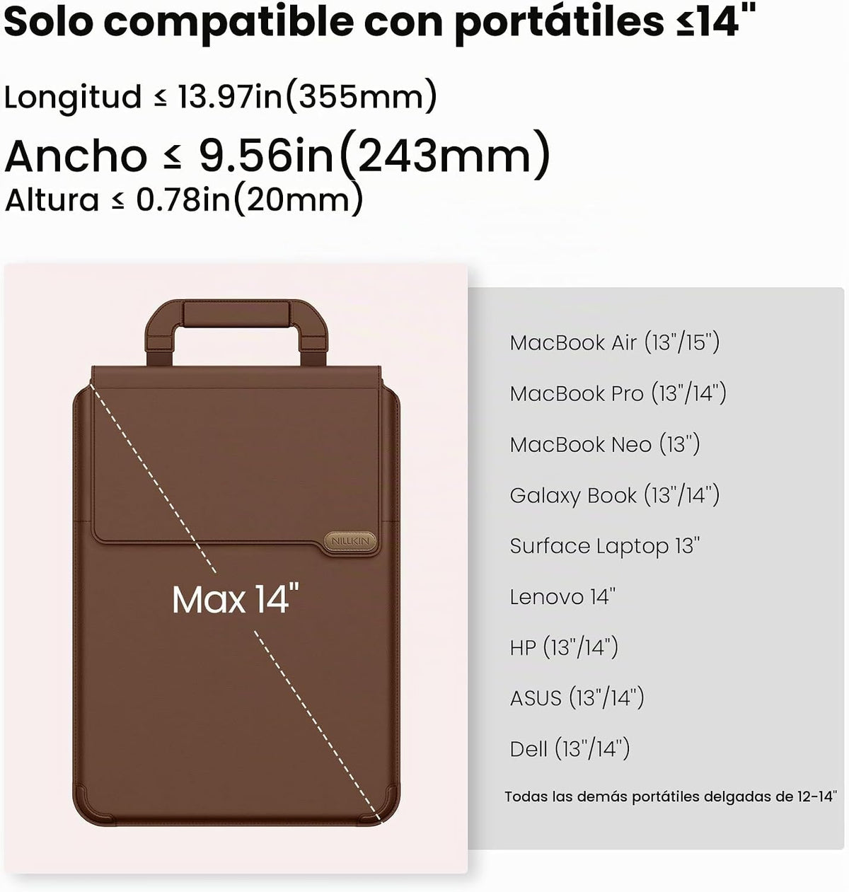 Nillkin Funda para laptop de 14 pulgadas con asa (4 en 1), 2 modos...