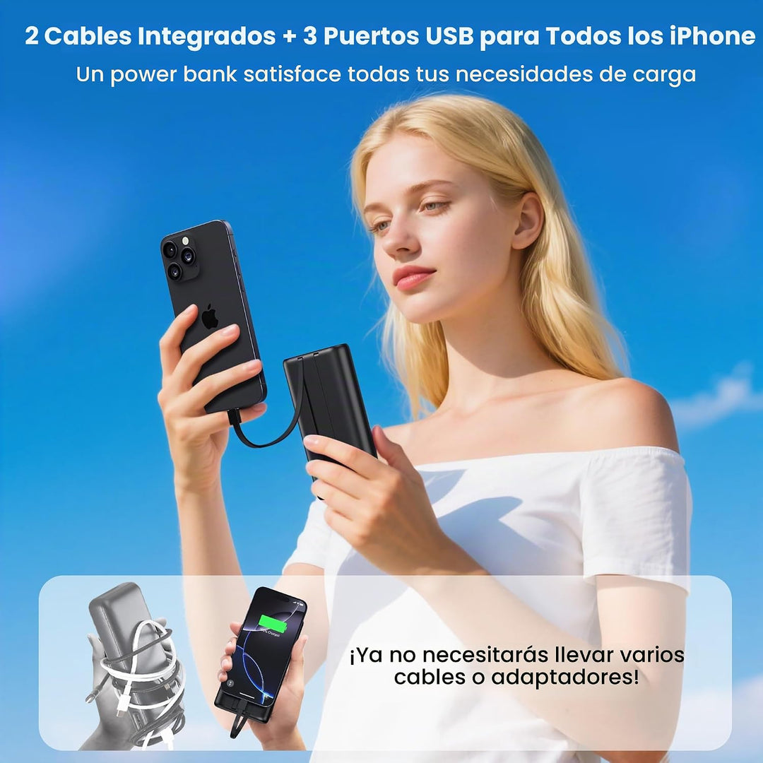 Cargador Portátil 40,800mAh Banco de Energía con Cables Integrados,...