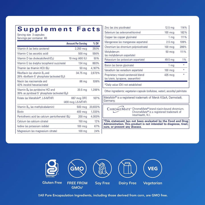 Pure Encapsulations Nutrient 950 sin hierro | Suplemento para apoya...