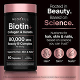 NeoCell Suplemento de queratina de colágeno de biotina | 80000mcg |...