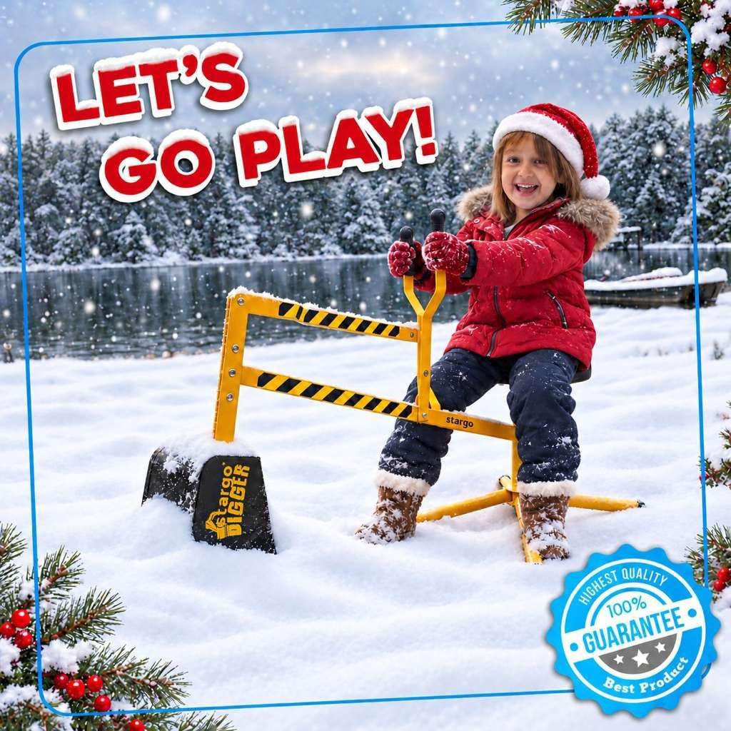 Stargo Excavadora de Arena para Niños Juguete de Montar, Juguetes de Playa Juguete de Caja de Arena al Aire Libre Excavadora para Niños, Acero Sólido Gira 360, Juego de Roles, Juguetes de Arena