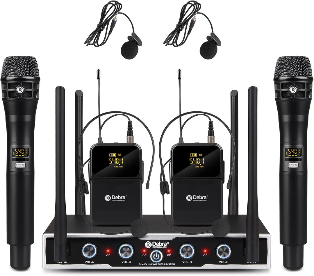 D Debra Sistema de Micrófono Inalámbrico de Audio Pro DU4004 UHF 4...