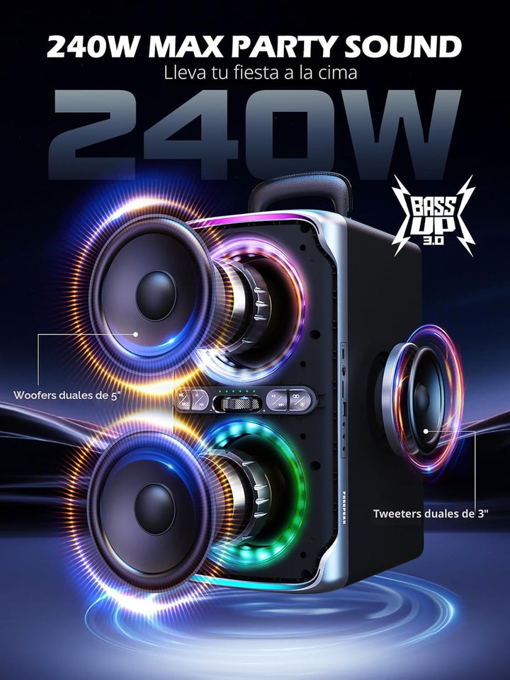 FREEPEAR Altavoz Bluetooth para Fiestas - Altavoz Potente de Pico d...