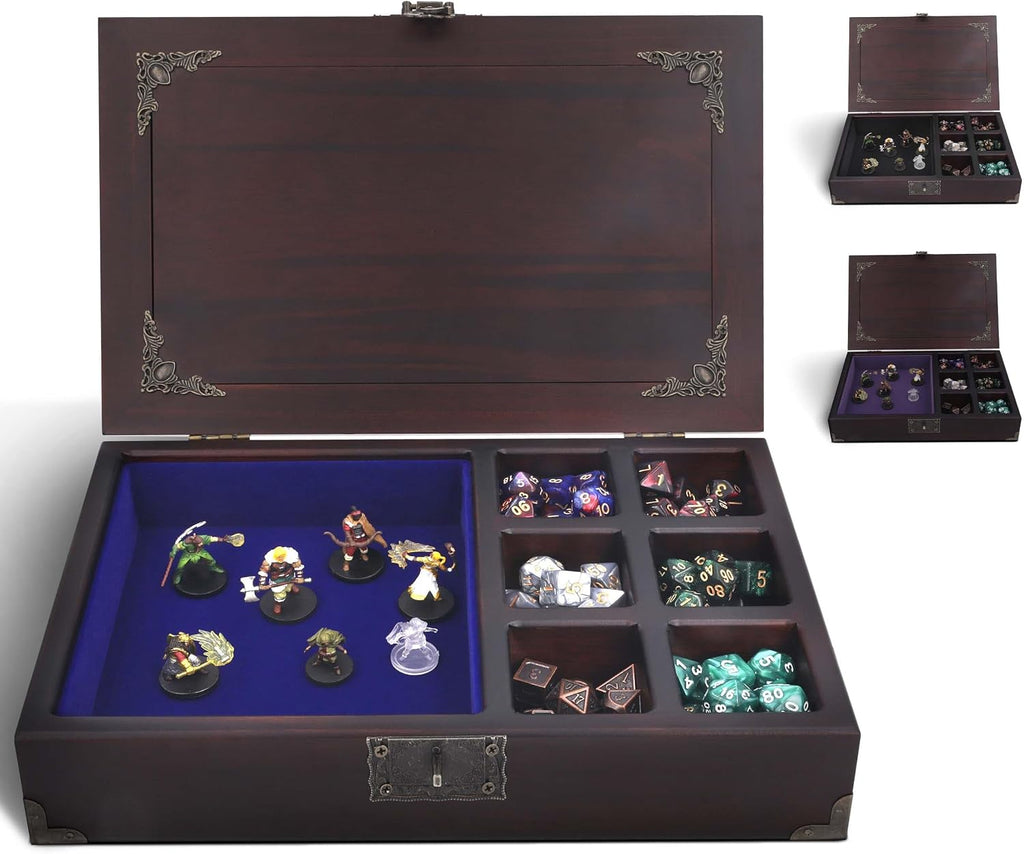 Bandeja de dados 2 en 1 – bandeja de dados con cosas de dnd – caja de dados y organizador de almacenamiento | Bandeja rodante de dados para juegos de mesa RPG – Estuche de dados para rodar para jugadores de Calabozos y Dragones