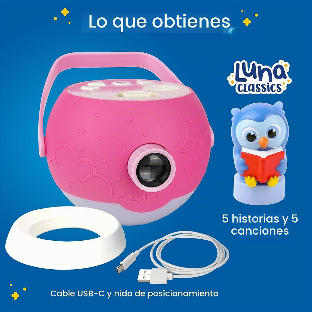 Lámpara Proyector de libros rosas para niños, 5 historias de cuentos de hadas para leer en voz alta, 5 canciones, a partir de 3 años