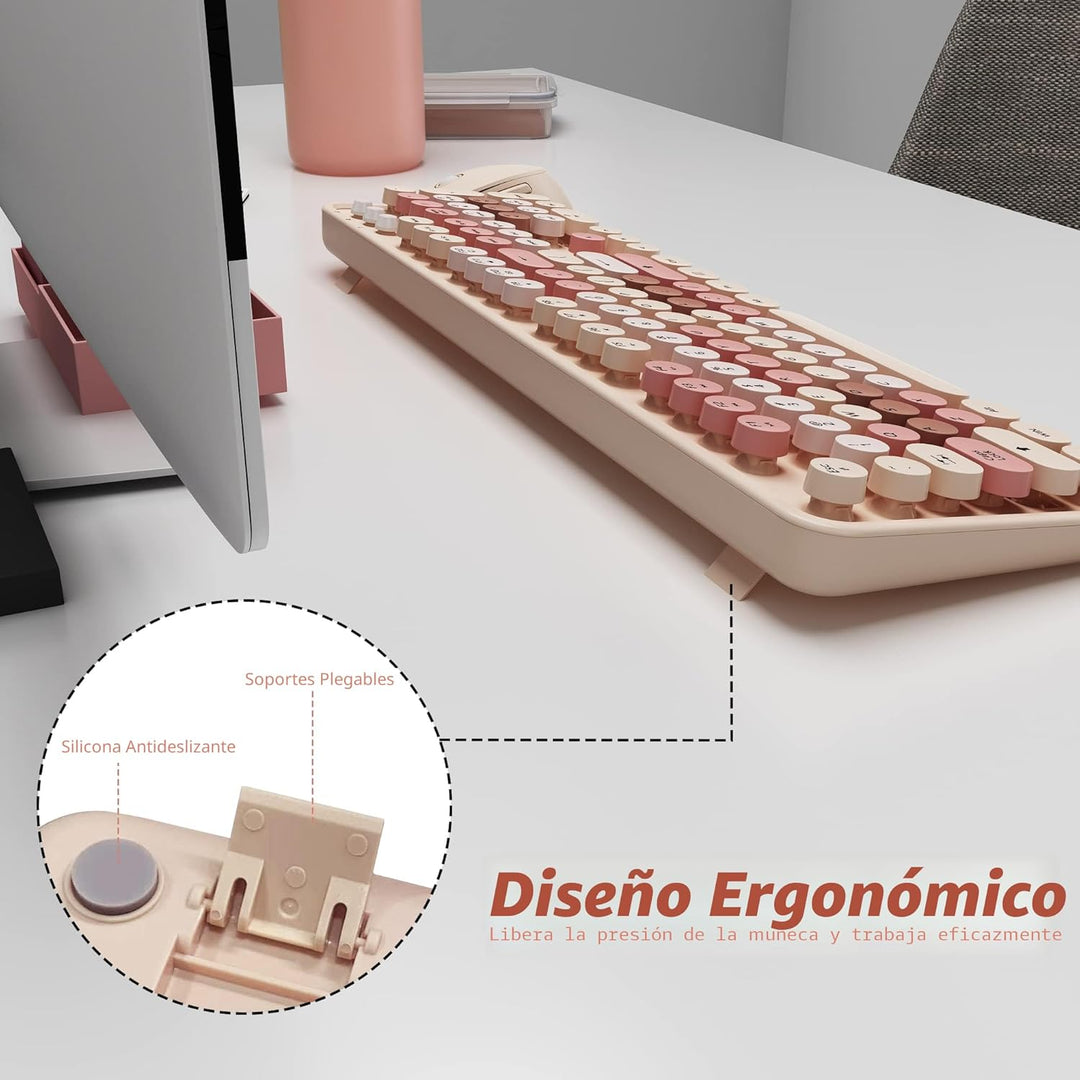 Combo de teclado y mouse inalámbricos, KOOTOP lindo teclado y mouse...
