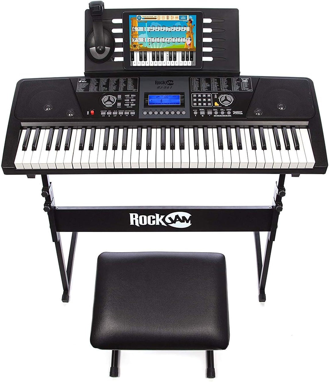 Teclado electrónico RockJam de 61 teclas superkit con soporte, tabu...