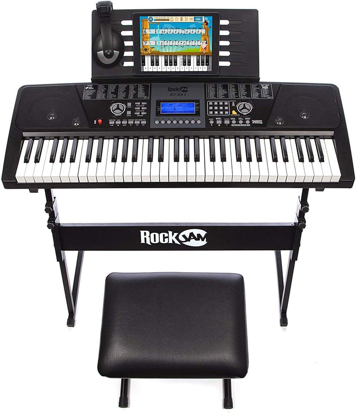 Teclado electrónico RockJam de 61 teclas superkit con soporte, tabu...