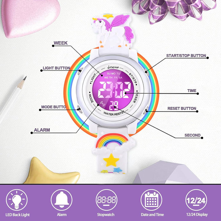 VAPCUFF Relojes impermeables 3D de dibujos animados para niñas con...