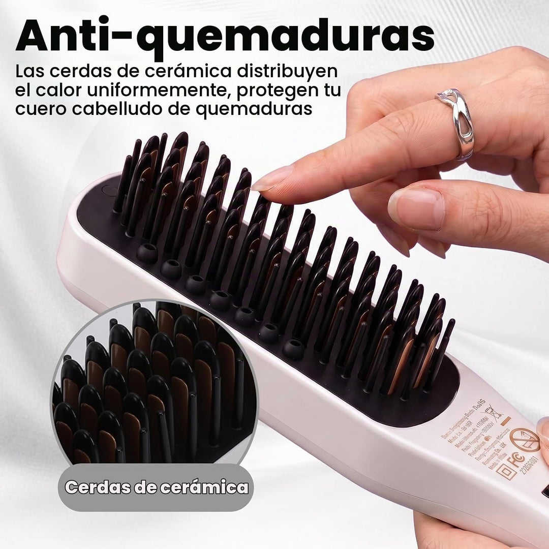 Pro Steam Hair Brush Straightener for Coarse Hair, White | Steam St...