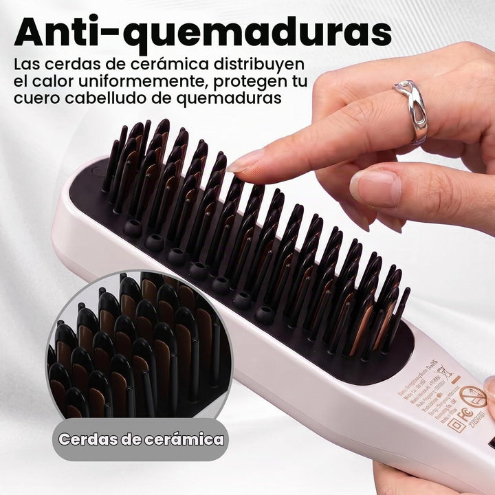 Pro Steam Hair Brush Straightener for Coarse Hair, White | Steam St...