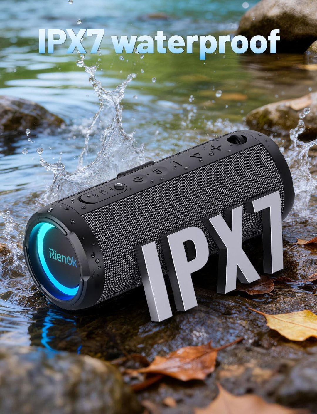 RIENOK - Bocina Bluetooth 5.3 portátil de 30W, emparejamiento dual,...