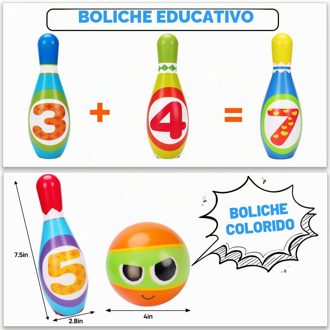 Juego de bolos para niños AugToy 2-5 años, juego de bolos de interi...