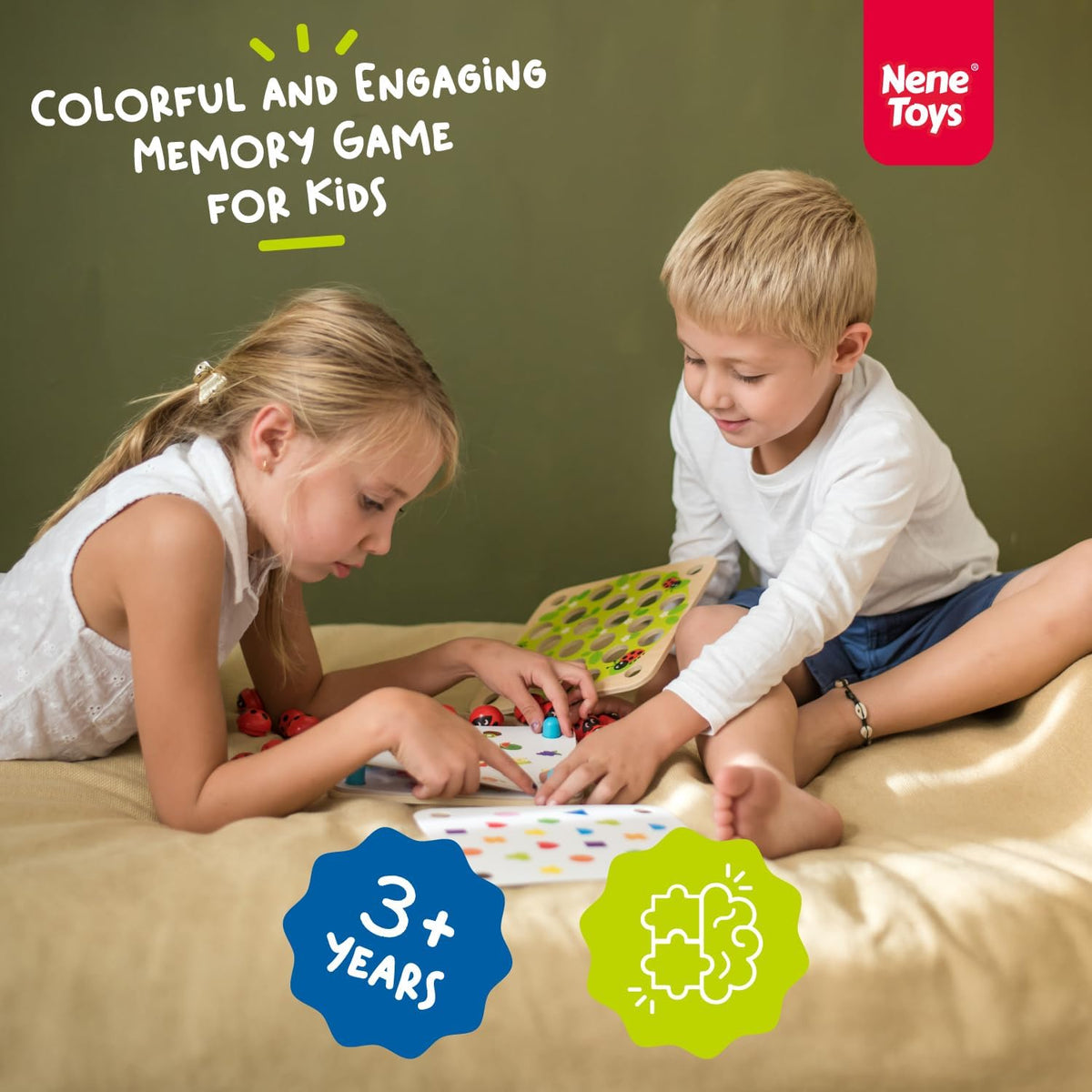 Nene Toys Juego de Memoria del Jardín de la Mariquita – Juegos de Emparejar de Madera para Niños Pequeños de 3-5 – Juguete de Viaje para Niños y Niñas, Elementos Esenciales para Viajes por Carretera