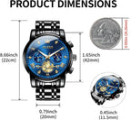 OLEVS Reloj de caballero lujo cronógrafo acero inoxidable pulsera vestimenta impermeable reloj analógico de cuarzo gran esfera luminosa