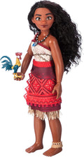 Disney Store - Muñeca oficial Moana 2 de Disney cantando - Muñeca de princesa de Disney posable con traje auténtico, collar Corazón de Te Fiti, figura de Heihei, canta "Volvemos", cabello estilizado