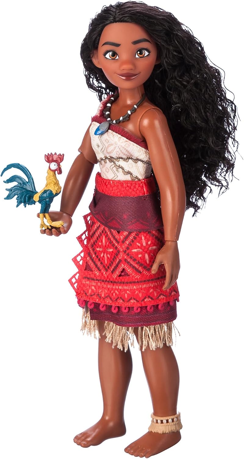 Disney Store - Muñeca oficial Moana 2 de Disney cantando - Muñeca de princesa de Disney posable con traje auténtico, collar Corazón de Te Fiti, figura de Heihei, canta "Volvemos", cabello estilizado
